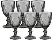 Jogo de Copos de Vidro Cinza 330ml 6 Peças - Haus Empire Diamond