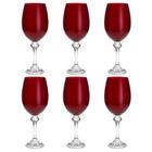 Jogo de taças para vinho em cristal Bohemia Elisa Rubi 450ml 6 peças vermelho