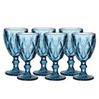 Jogo De Taças Para Vinho Ou Água 6 Peças Diamond 320ml Azul - Mimo Style