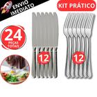 Jogo de Talher Kit 24 Garfo e Faca Inox Jantar Refeição Restaurante Lanchonete Cozinha - SQ