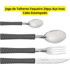 Jogo de Talheres 24pçs Aço Inox Cabo Estampado Faqueiro Luxo