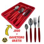 Jogo De Talheres Faqueiro Aço Inox Com Gaveteiro- Conjunto Colher Garfo Faca