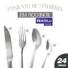 Jogo De Talheres Inox Colher Garfo E Faca Com 24 Peças