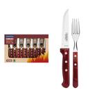 Jogo de Talheres Jumbo Tramontina Churrasco Aço Inox Cabo de Madeira Polywood Vermelho 12Pçs