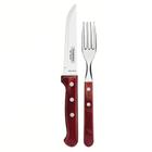 Jogo de Talheres Jumbo Tramontina Churrasco Aço Inox Cabos Madeira Polywood Vermelho 12 Pçs 21198776