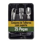 Jogo de Talheres Kit com 25 Peças com Suporte Porta Talheres Linha Premium