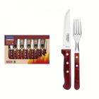 Jogo De Talheres Para Churrasco Aço Inox 12 Peças Vermelho Polywood