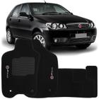 Jogo de Tapete Automotivo Carpete Fiat Palio Fire G3 2012 à 2016 Soft Logo Bordado Preto 5 Peças