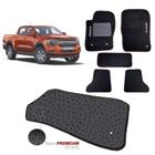 Jogo de Tapete Carpete Tevic Pinado Compatível Com Ford Ranger 2023 24 /... Impermeável Lavável Logo Bordado 5 Peças
