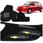 Jogo de Tapetes Carpete Corsa Hatch Wind 1994 a 2002 Preto Com Logo Bordada Concept 3D 5 Peças