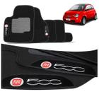 Jogo de Tapetes Carpete Fiat 500 2010 a 2014 Preto Grafite com Logo Bordado Concept 3D 5 Peças