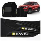 Jogo de Tapetes Carpete Renault Kwid 2017 a 2020 Preto com Logo Bordado Concept 3D 5 Peças