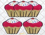 Jogo De Tapetes Para Cozinha Cupcakes Bege com Pink - Frufru - 3 Peças