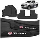 Jogo de Tapetes PVC Fiat Toro 2016 a 2020 Preto Com Logo Bordada Concept 3D 3 Peças