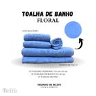 Jogo De Toalha De Banho e Rosto 5 Peças Gigante Briza Floral - Azul