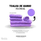 Jogo De Toalha De Banho e Rosto 5 Peças Gigante Briza Floral - Lilás