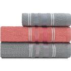 Jogo De Toalhas 3 peças Banho + Rosto Algodão Liz Atlântica - Emcompre - Atlantica