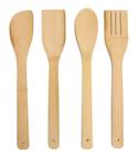 Jogo de utensílios de cozinha 28CM em bambu colher espátula 4pçs