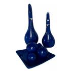 Jogo de Vasos Par Lâmpadas e Centro de Mesa 3 Esferas Decor - Azul Royal