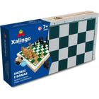 Jogo de xadrez cx em madeira c/dama e xadrez