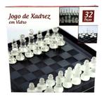 Mibee Jogo de xadrez de vidro internacional conjunto de tabuleiro de xadrez  de 10e presente de jogo de xadrez de 32 peças de vidro transparente para  crianças adultos : : Brinquedos e