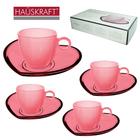 Jogo de xícara de chá rosa com pires de coração 170ml para café cha leite kit xícaras caneca - hauskraft