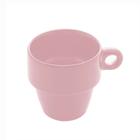Jogo de xícara para café rosa com 6 peças de cerâmica empilhável