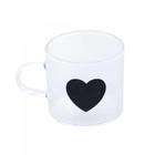 Jogo de Xícara Vidro Borossilicato Lyor 6 Unidades love Coração Café Transparente