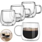 Jogo De Xicara Vidro Duplo Caneca Parede Dupla 4 Un 80ml