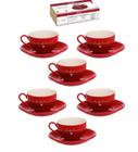 Jogo de Xicaras Cafe Cha 6 xicara Porcelana Com Pires 160ml