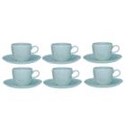 Jogo de Xicaras Chá Café Com Pires 6pcs Porcelana Ryo Blue Bay 220ml Oxford