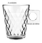 Jogo de Xícaras de vidro café 6 unidades 80mL caneca de cafe chá nespesso dolcegusto multiuso decoração luxo full25792