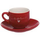 Jogo de Xícaras para Café com Pires L'Amour em Porcelana Vermelha 6pçs 90ml - Hauskraft