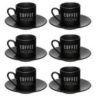 Jogo De Xícaras Com Bule Completo Café Chá Pires 12pcs Preto - R$ 195,04