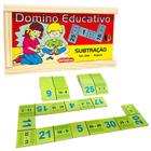 Dominó Jogo Educativo Pedagógico Matemático Adição 28pcs Mdf