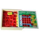 Jogo educativo loto leitura 130 peças madeira caixa c tampa