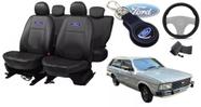 Jogo Elegante Ford Belina 1981-1991 + Capas de Couro, Volante e Chaveiro - Detalhes Premium