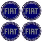 Jogo Emblema Calota Cromado Azul Liso 48mm Fiat 2003 a 2006