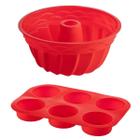 Jogo Formas de Silicone Espiral 23,5cm e 6 Cupcake Sortida - QUALITY HOUSE