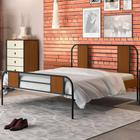 Jogo Gaveteiro e Cama Casal Iron Vintage Preto Canela Off White