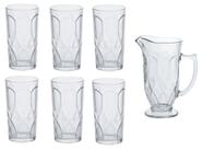 Jogo 7pc Jarra com 6 Copos de Vidro Roberta 1,25l/260ml Transparente