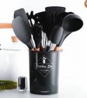 Jogo Kit 13 Peças Colheres de Silicone Cabo de Madeira Utensílios Cozinha Envio Imediato Bpa Free