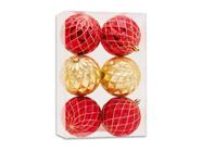 Jogo Kit 6 Bolas Decoração Árvore Natal Enfeite Pendente Geométrica Grande Vermelho Dourado