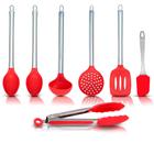 Jogo Kit 7 Talheres De Silicone Utensílios De Cozinha