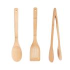 Jogo Kit Conjunto de 3 peças Utensílios para Cozinha em Bambu Pegador Espátula Colher - Bene Casa