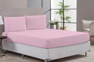 Jogo Lençol Cama Casal Queen 80% Algodão Rosa Elástico - Beatriz Emxovais