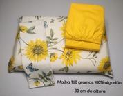 Jogo Lençol com elástico Casal Queen 3 Peças malha 100% algodão 160 gramas - Btextil