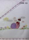 Jogo lençol de berço bordado 3 peças criança menino menina kids 0,68x1,38x10 várias estampas creche