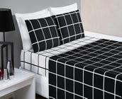 Jogo Lençol Roupa De Cama Casal King 4 Pç Micropercal Austin 200 fios xadrez grid