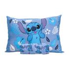 Jogo Lençol Stitch Blue 2 Peças Com Elástico Solteiro Malha - Portallar